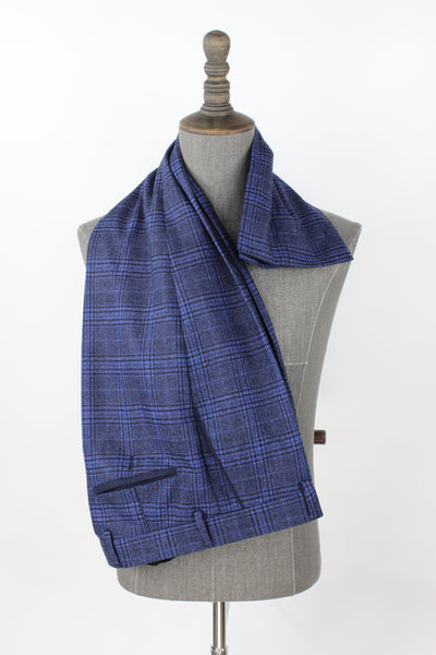 2 PC'S Hopsack 2 Navy Plaid Lapel