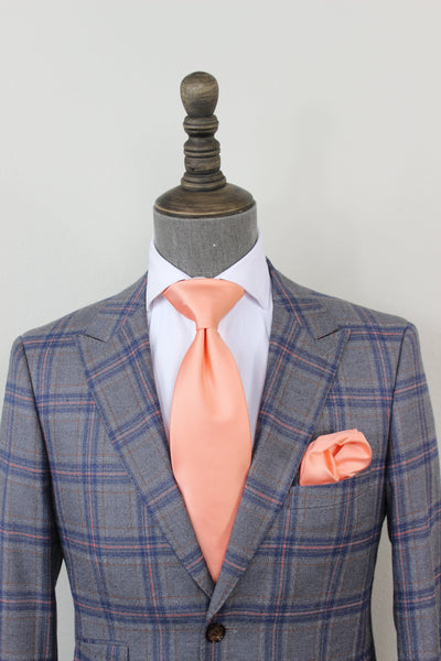 2 PC'S Single Breasted Grey, Blue & Peach Check